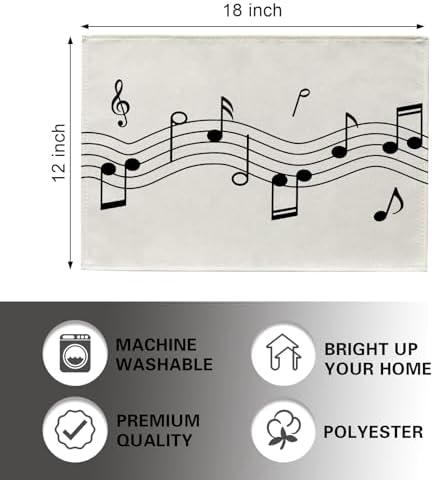 Vintage Music Sheets Placemats Set of 4, Retro Musical Notes Staff - Image 2