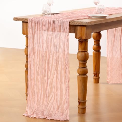 DeZerlor Dusty Pink Cheesecloth Table Runners 12 Pack Summer Boho Runners - Image 6