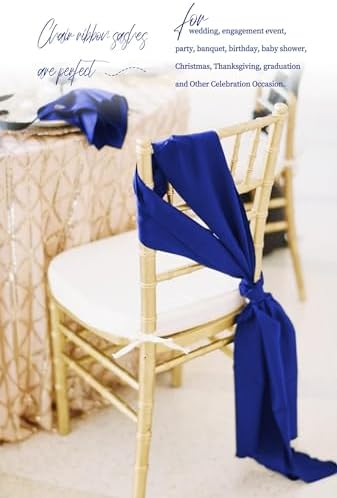 fani 120 PCS Satin Chair Sashes, 7x78 Inch, Royal Blue - Image 7