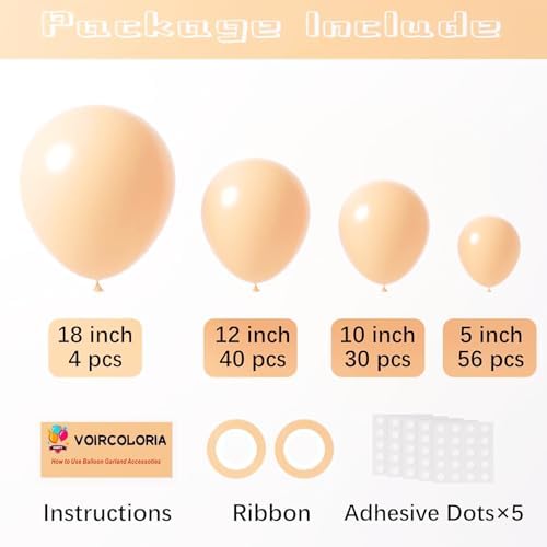 Voircoloria 130pcs Blush Pink Balloons Garland Arch Kit, 18 12 10 5 Inch - Image 2
