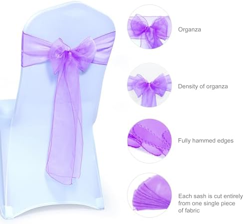 Pack of 200 Organza Chair Sashes for Wedding & Event Décor – Light Purple - Image 6