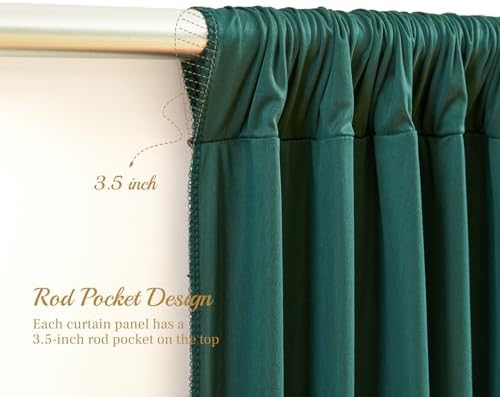 8x10FT Hunter Green Backdrop Curtains for Wedding Parties, Wrinkle Free Polyester Photography Backdrop Drapes for Christmas Birthday Parties Stage Background Stand Decorations 4x10ft,2 Panels - Image 4