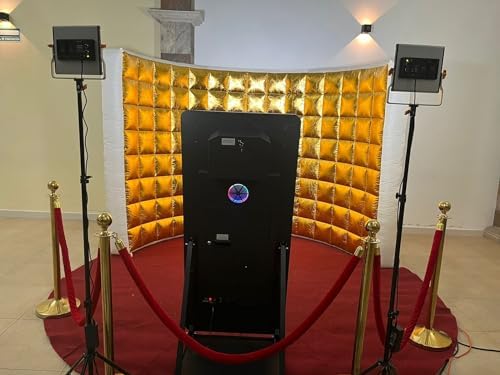SAYOK Inflatable Golden Wall Selfie Photo Booth Backdrop, Photo Booth Enclosure Portable Photoshoot Background Gold Wall for Party Wedding Events - Image 2