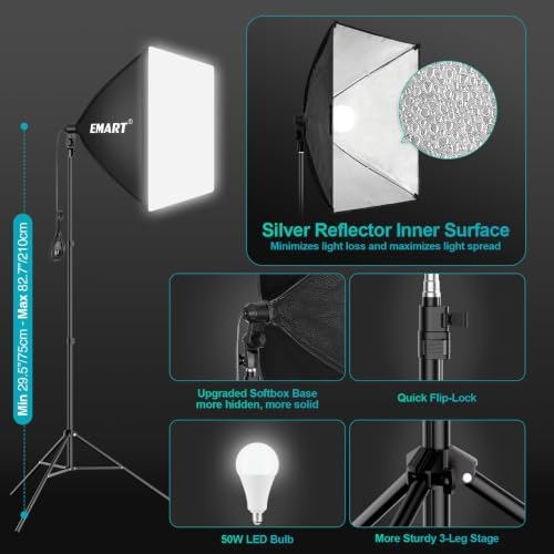 EMART Photography Lighting Kit with 8.5x10Ft Backdrop Stand,6x9FT Backdrops - Image 4