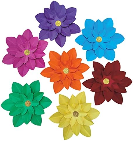Rainbow Paper Fiesta Flower for Wall 10" Set of 7 Carnival Rainbow Theme Party Birthday Celebration Backdrop Decoration by Mybbshower