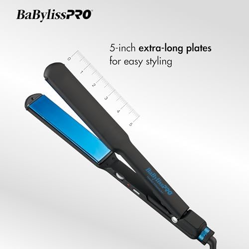 BabylissPRO Nano Titanium Ultra-Thin Hair Straightener, Professional Flat Iron, 5-Inch Extended Plates for Faster Straightening, for All Hair Types - Image 2