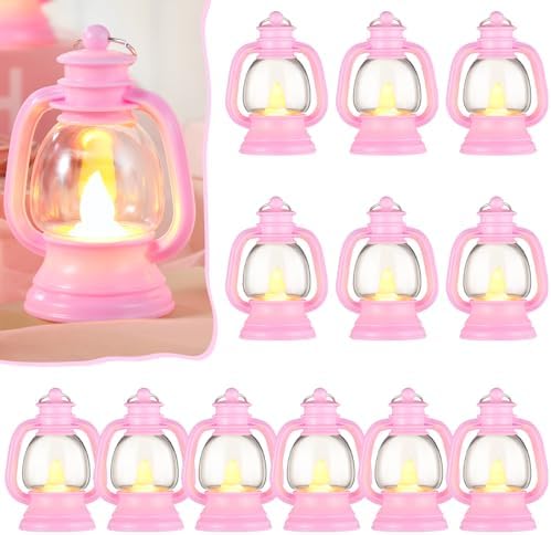 Ferraycle 12 Pcs Mini Lanterns Bulk 4 Inch Pink Lamp Table Centerpieces by Ferraycle