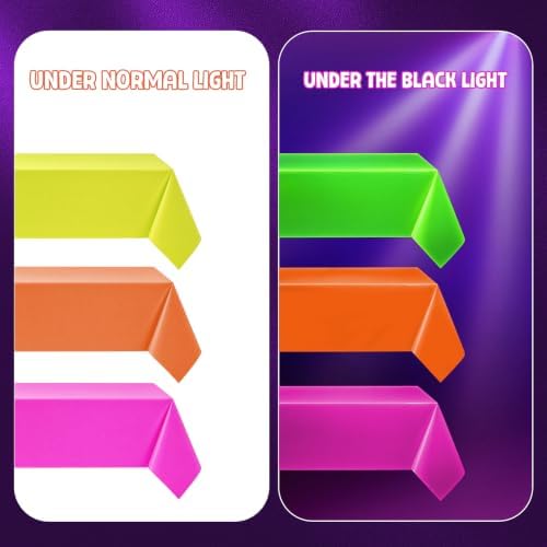 Mega-L Glow in The Dark Party Supplies, Neon Table Cloths, 12 Pack - Image 3