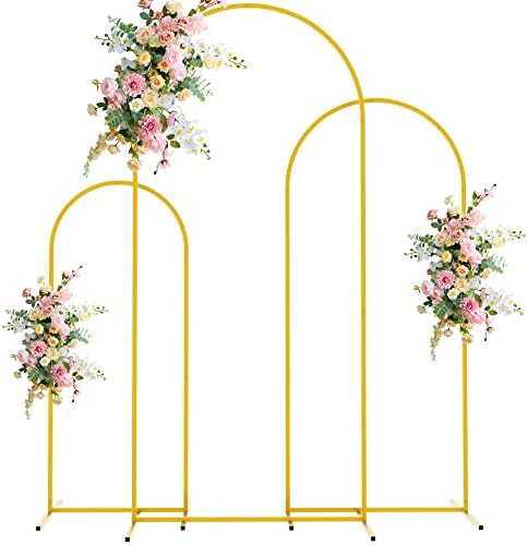 Wokceer Wedding Arch Backdrop Stand 6FT,5FT,4FT Gold Metal Arch Stand Set by Wokceer