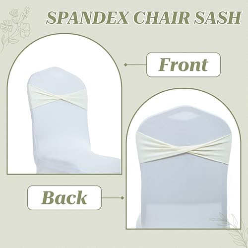 MDS Pack of 125 Spandex Chair Sashes Without Slider Buckles – Ivory - Image 4