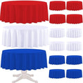 12 Pack Red White and Blue Round Plastic Tablecloth Disposable by BCCSNNM
