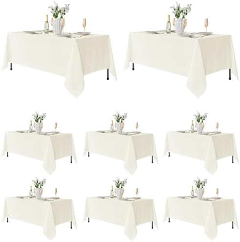 Fitable 8 Pack Ivory Tablecloths 70x108 Inch for 6 Ft Rectangle Tables by Fitable