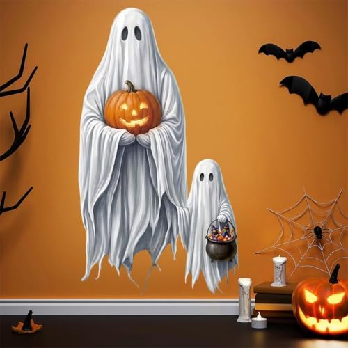 Halloween Window Clings Decorations Ghost Pumpkin Window Stickers Static Spooky Glass Window Sticker Decals for Home Office Classroom Party Haunted House Seasonal Decor 1 Sheet - Image 3