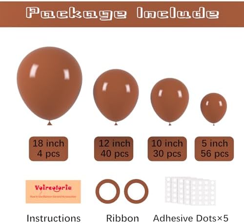 Voircoloria 130pcs Coffee Brown Balloons Garland Arch Kit, 18 12 10 5 Inch - Image 2