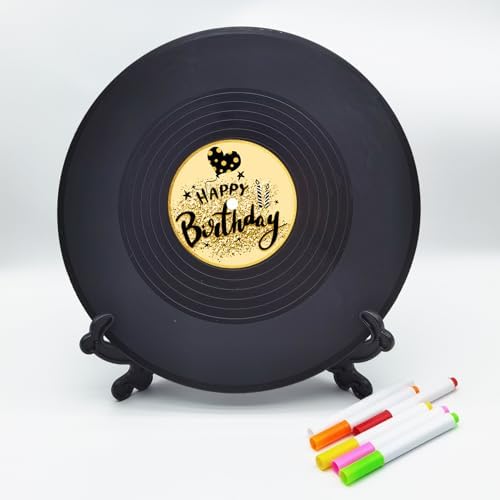 pwvsayjcj Vinyl Record Birthday Decorations, Happy Birthday Party Favor Sign Poster, Large Guest Book 11.6" x 11.6" - Image 2
