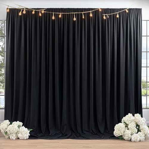 30 ft x 10 ft Thick Black Backdrop Curtain for Parties, 6 Panels Black Polyester Wedding Backdrop Drapes for Birthday Photography Background Party Backdrop Home Decorations - Image 7