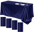 TURSTIN 4 Pack Navy Blue Satin Tablecloth 102 x 58 Inch Overlay Table Cover by TURSTIN