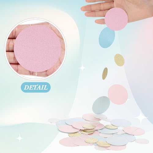 Outus 5 Pieces Pink,Blue,Gold,White Round Dots Garland Party Hanging Decor - Image 3