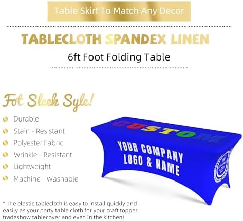 Custom Table Cloth with Business Logo Add Your Text Picture Name Logo Personalized Table Cloth Customized Tablecloths for Business Decor Birthday Party Wedding Decor - 8 FT - Image 3