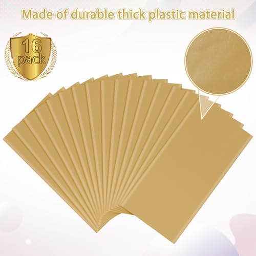 32 Pack Gold Plastic Tablecloth for Rectangle Tables, Premium Decorative Gold Disposable Table Cloths for Parties, Bulk Rectangle Party Table Cover for Birthday, Wedding, Anniversary, 54 x 108 Inch - Image 4