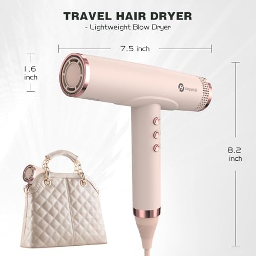 slopehill Professional Ionic Hair Dryer, High-Speed Blow Dryer with Brushless Motor for Salon Use, Lightweight Compact Hairdryer for Travel, Low Noise Quiet for Home, Ceramic Pink - Image 6