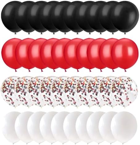 62Pcs Red and Black Balloons Kit - 12 Inches Red Black Party Decoration Balloons for Graduation Casino Theme Birthday Graduation Party Decorations Supplies - Image 3