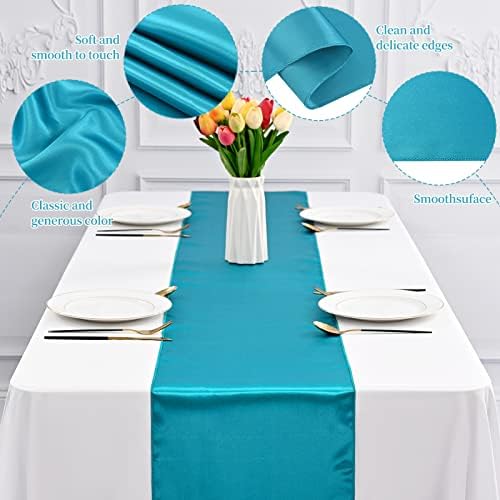12 Pack Turquoise Satin Table Runner 12 x 108 Inch Long Premium Table Runners for Wedding Party Events Decoration, Birthday Parties, Banquets Decorations, Graduations, Engagements - Image 3