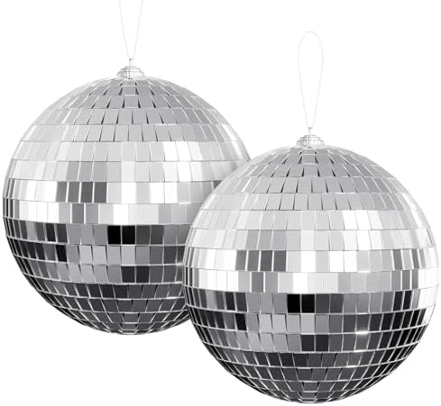 Youdepot 6-Inch Disco Ball, Silver Hanging Mirror Balls, 2-Pack by Youdepot