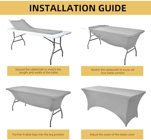 2-Pack 4ft Spandex Table Covers for Rectangular Folding Tables - Wrinkle Resistant Stretch Tight Table Cloths - Ultimate Fitted Table Protector for Parties, Banquet, and Wedding - Image 5