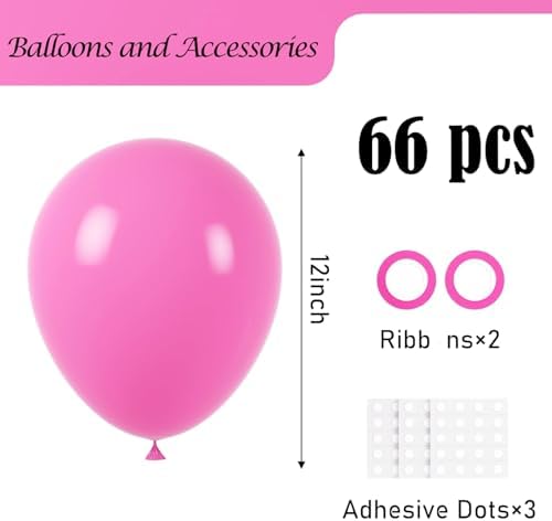 Voircoloria 66pcs Retro Hot Pink Blush Latex Party Balloons, 12inch - Image 2
