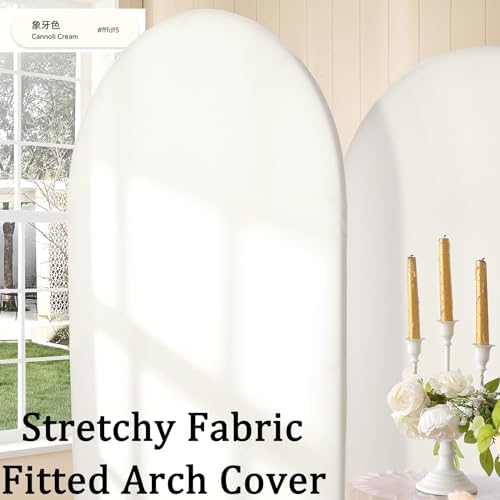 Ivory Arch Backdrop Cover (7.2FT,6FT,6FT) Set of 3, Spandex 2-Sided Round Top Chiara Fitted Wedding Arch Cover Backdrop for Wedding Birthday Party Arch Stand Decoration - Image 2
