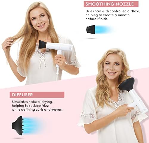 Hair Dryer, IG INGLAM Professional 110,000 RPM High Speed Blow Dryer, Negative Ion Low Noise 3 Heat Settings & 3 Speed & Cold Settings, Lightweight for Travel Home Salon Ionic Hair Dryer - Image 4