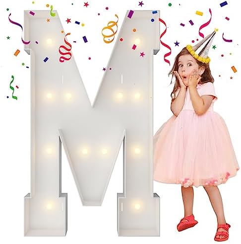 4FT Marquee Letters, Large Light Up Letters M for Marry Me Party Decor by MerryMosaics