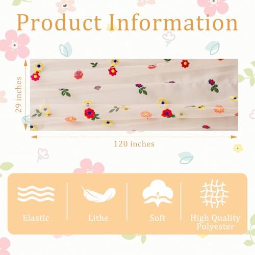 BINBE 3pcs Champagne Daisy Spring Table Runner Embroidery Gauze 10FT Florals Seasonal Tulle Holiday Birthday Kitchen Dining Table Decor for Home Party - Image 4