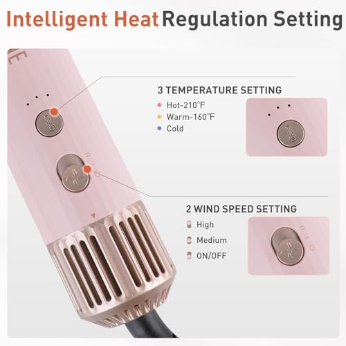 TANSHINE Blow Dryer Brush Set,5 in 1 Professional Hot Air Styler Hair Dryer Brush Styler,High-Speed Dryer Air Curler for Fast Drying Curling Volumizing Straightening Styling,Ionic Technology,Pink - Image 6