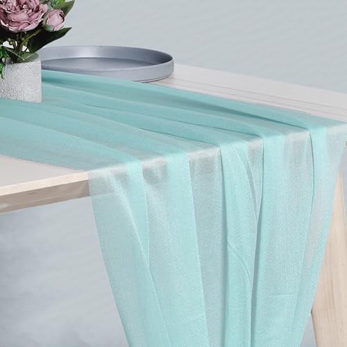 Pack of 25 Chiffon Table Runners 29 x 120 Inch, 10FT Long - Teal - Image 2