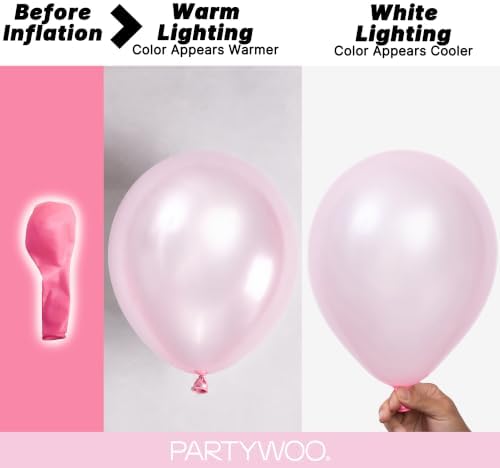 PartyWoo Pearl Pink Balloons 50pcs Light Pastel Baby Pale Pink Color - Image 3