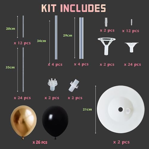 Black Gold Balloon Column Kit with Stand Base,Pole for Floor - Image 2