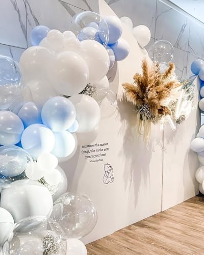 200Pcs Blue and White Balloon Garland Arch Kit - Light Blue White Balloons 18 12 10 5 Inch Different Size Balloons for Birthday Baby Shower Bachelorette Gender Reveal Party Decoration Supplies - Image 3