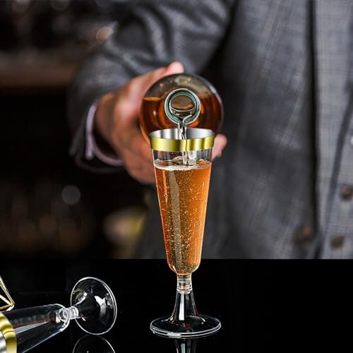 SUREHOME Gold Champagne Flutes Plastic Champagne Glasses Disposable 40 Pack 5 Oz Gold Rim Crystal Stemware Wedding Toasting Wine Mimosa Glasses Cups Bulk for Birthday Graduation Party Supplies 2026 - Image 5