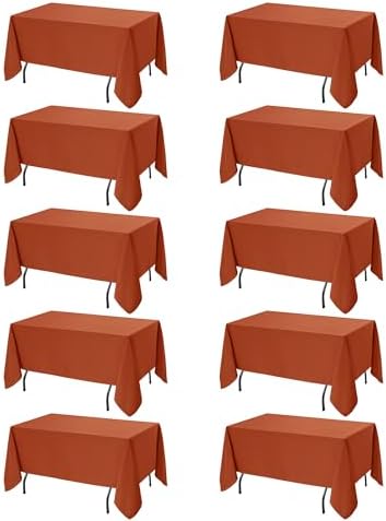 10-Pack Rust Tablecloths for Rectangle Tables, 70 x 120 Inches by DailySet