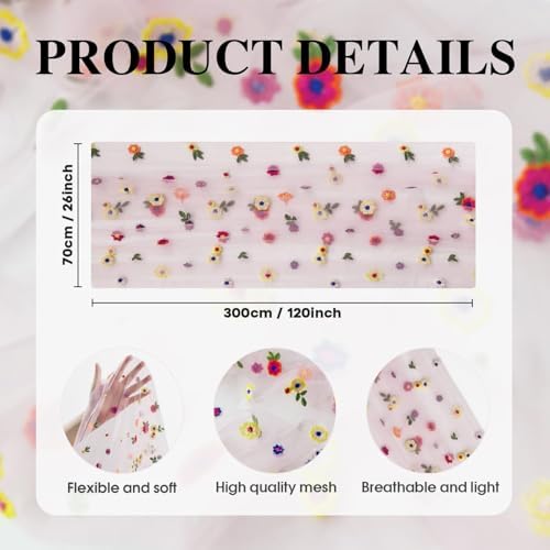 Artoid Mode Light Pink Floral Gauze Embroidery Table Runner 120 Inch 10FT - Image 7