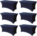 6FT Blue Table Cloth - 6 Pack Fitted Stretch Rectangle Spandex Tablecloth, Washable Table Cover for Party, Picnic, Wedding, Banquet, Birthday and Festival(30" x 72") by Lemict