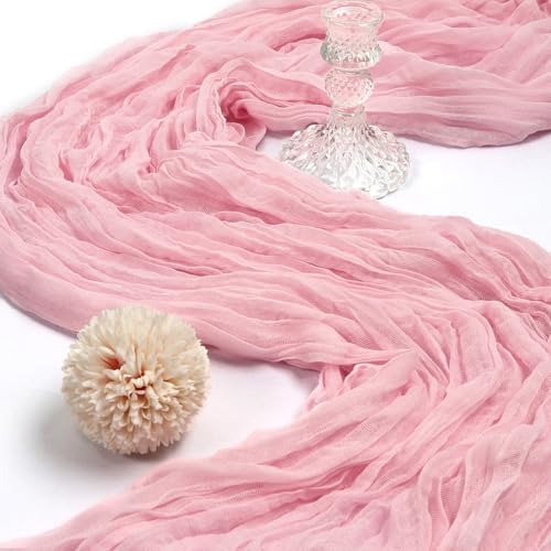 12 Pack 10Ft Pink Cheesecloth Table Runner 23 x 120 Inch - Image 3