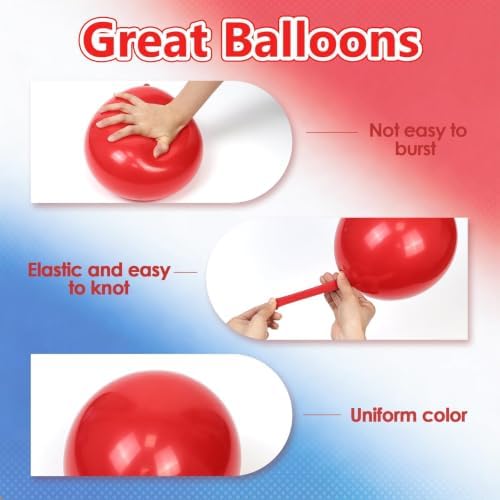 52pcs 12inch Red White and Blue Balloons with Royal Blue Confetti Balloons - Image 3