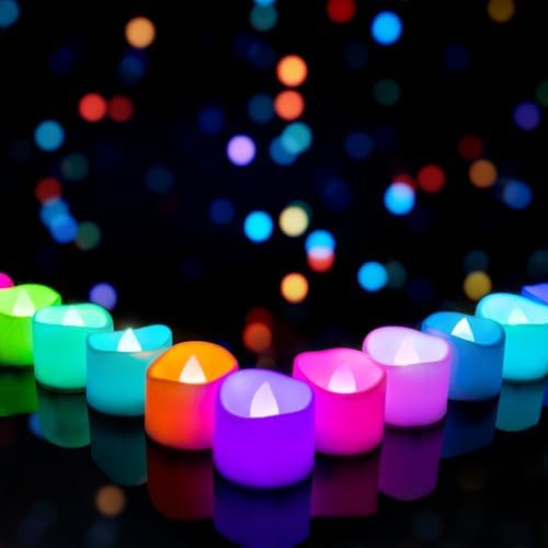 Homemory 12-Pack 7-Color Changing Flameless Tea Light Candles, 200+ Hours by Homemory