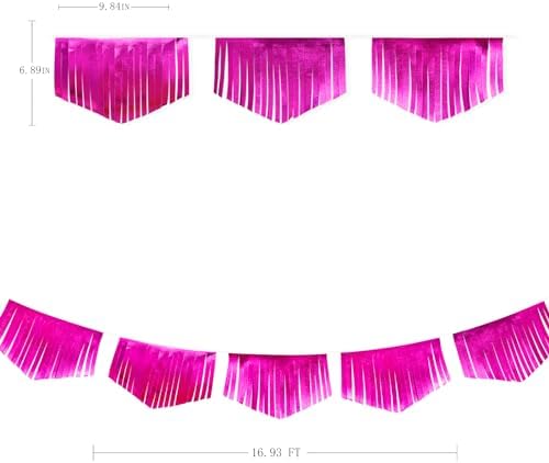 Hot pink Tassel Banner Double Sided Metallic Fabric Pennant Bunting Flag Garland for Birthday Bachelorette Anniversary Engagement Wedding Bridal Shower Graduation Pink Girl Party Decorations Supplies - Image 2