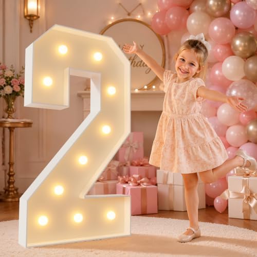 imprsv 4FT Marquee Numbers 2 Light Up Sign for 2027 Graduations Decor by Letsmakeitimpressive