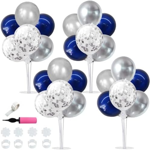TONIFUL 4 Set Navy Blue Silver Balloon Stand Balloon Centerpieces for Table by TONIFUL