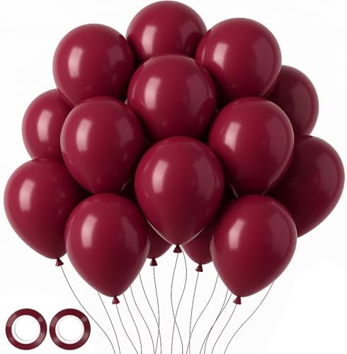Voircoloria 105pcs Burgundy Maroon Party Latex Balloons, 12inch by Voircoloria